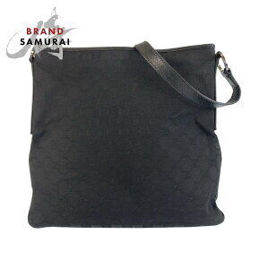 GUCCI black GG canvas leather shoulder bag messenger